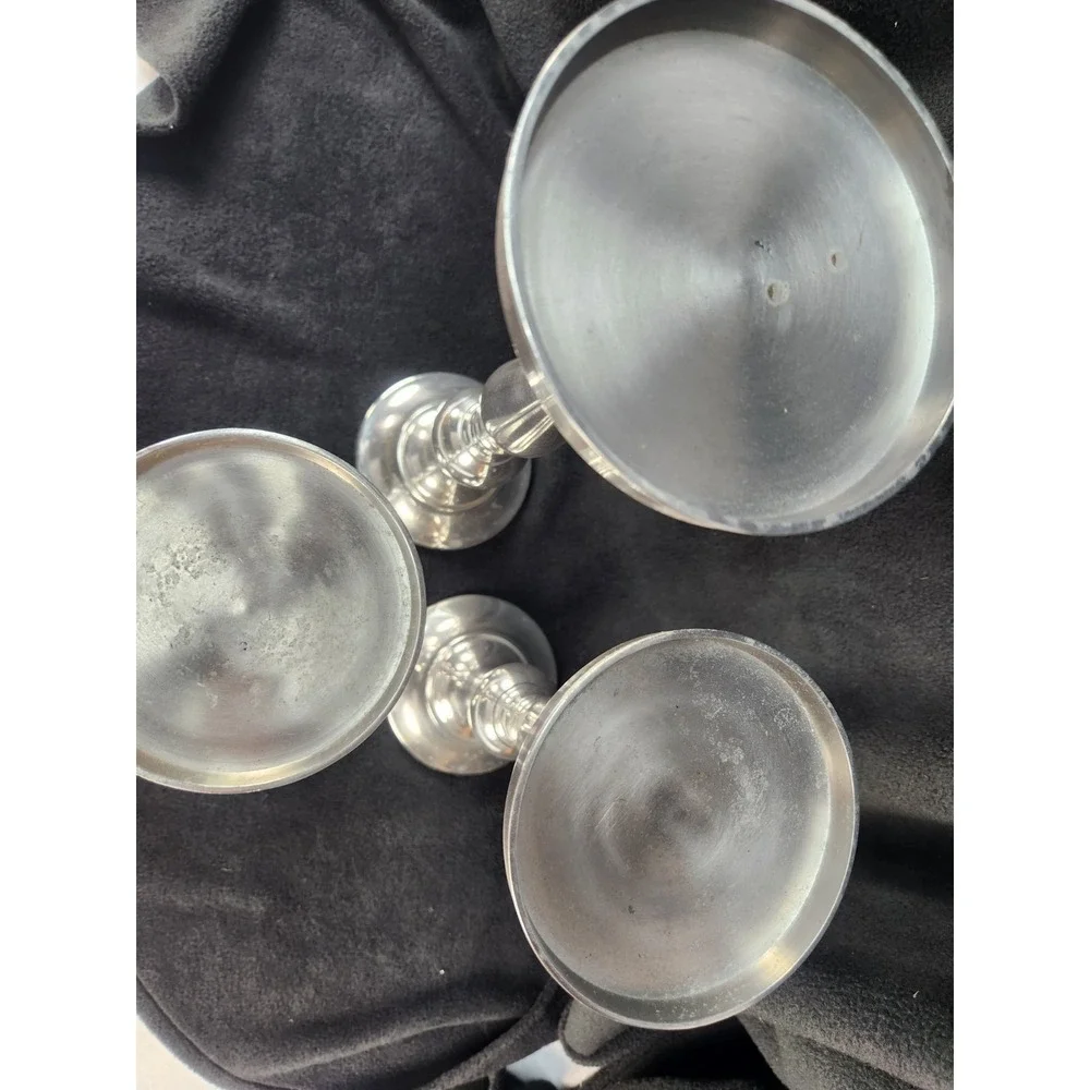 Three Tiered Pilar Candle Holders Set Silver Metal